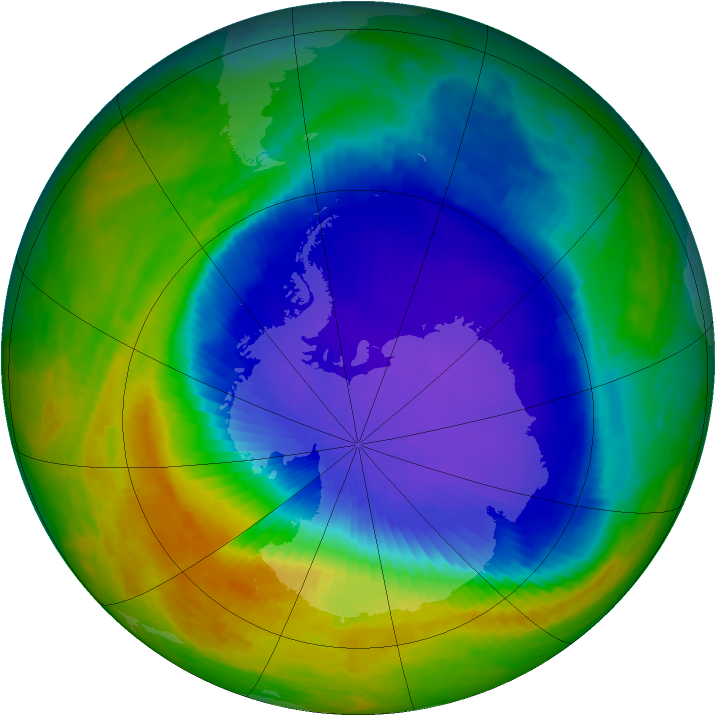 Antarctic ozone map for 23 October 2001